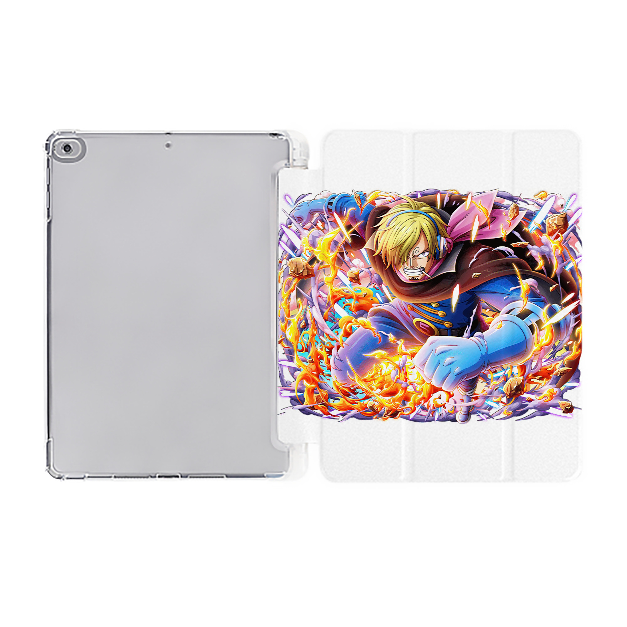 （画像用） ワンピース サンジ ONE PIECE Sanji IPad ケース ペン収納付き 三つ折りスタンド PUレザー×シリコン 対応機種9.5/10.5/10.9インチ